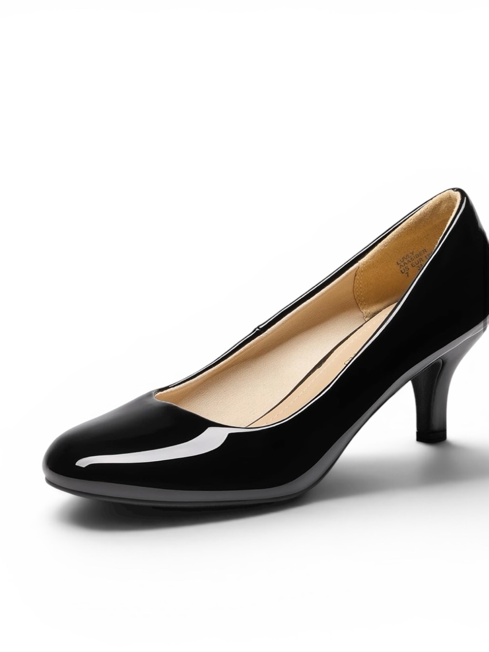 DREAM PAIRS Women's Black Patent Comfortable Low Heel Pump Shoes-Sz 8